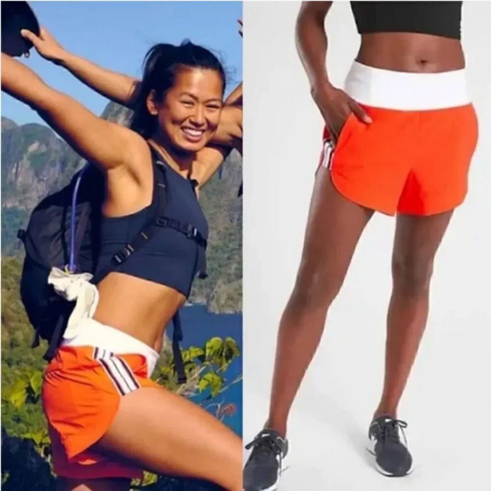 Athleta Ascender Shorts Size 0 Torch Red Fitted High Rise Lightweight